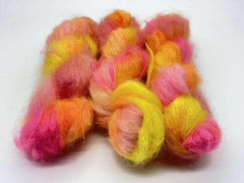 DK Kid Mohair - Merinowolle - Flipper - handgefärbt - Neongelb - Neonorange - Neonpink