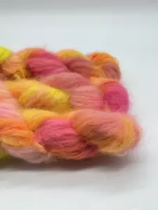 DK Kid Mohair - Merinowolle - Flipper - handgefärbt - Neongelb - Neonorange - Neonpink