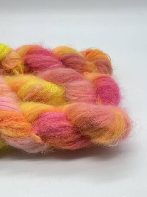 DK Kid Mohair - Merinowolle - Flipper - handgefärbt - Neongelb - Neonorange - Neonpink