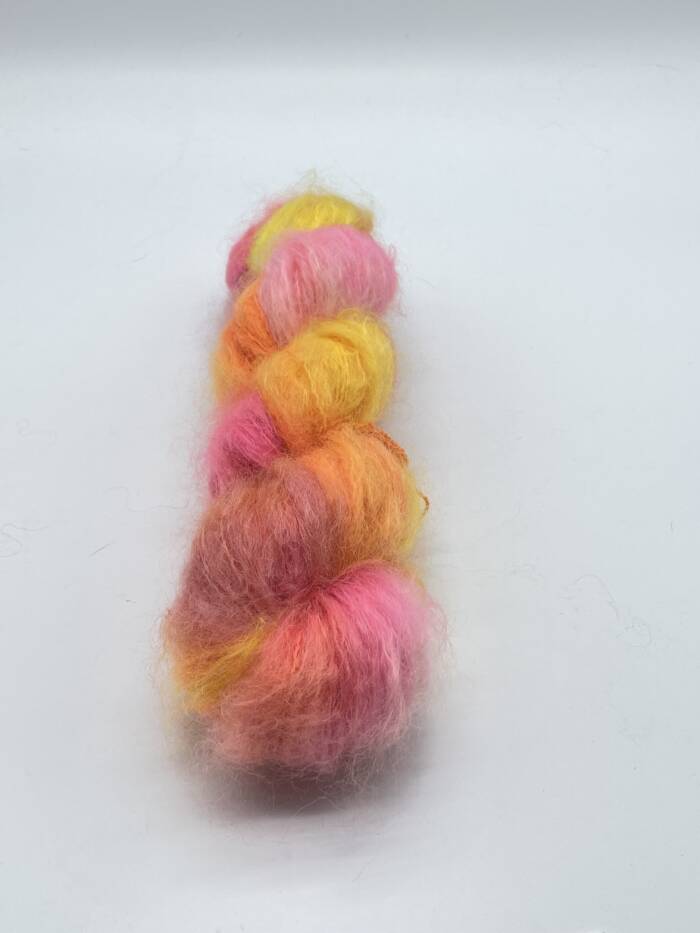 DK Kid Mohair - Merinowolle - Flipper - handgefärbt - Neongelb - Neonorange - Neonpink