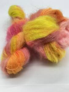 DK Kid Mohair - Merinowolle - Flipper - handgefärbt - Neongelb - Neonorange - Neonpink