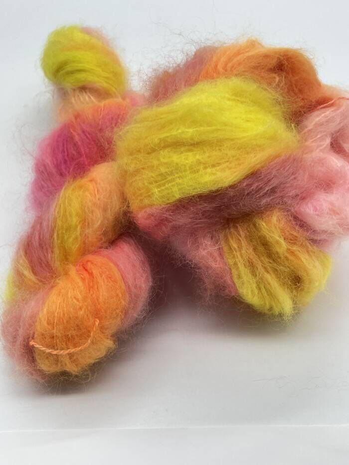 DK Kid Mohair - Merinowolle - Flipper - handgefärbt - Neongelb - Neonorange - Neonpink