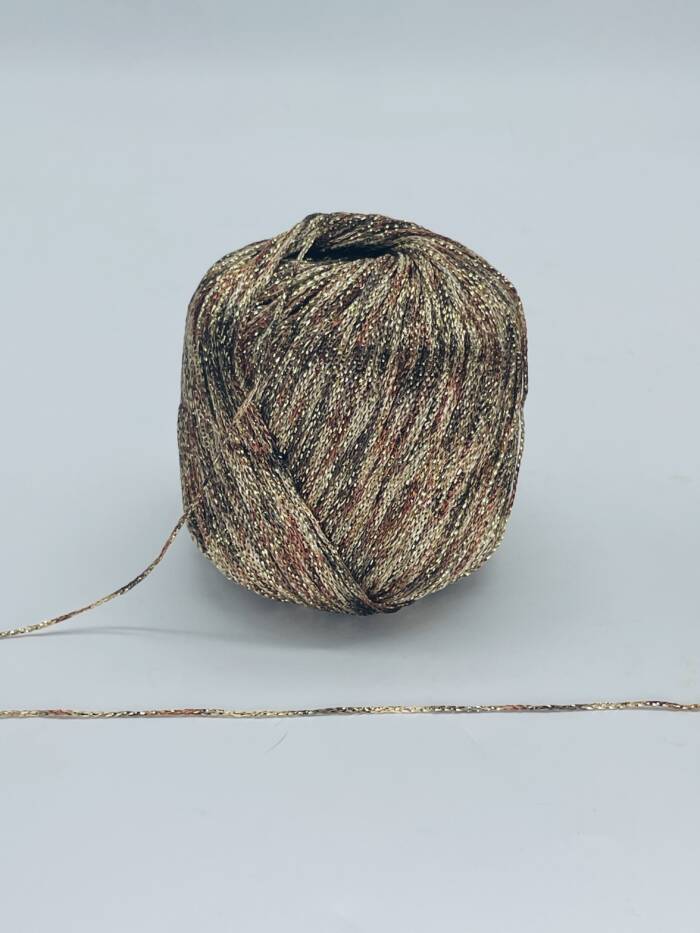 Sparkling Yarn - DELUXE Beige Braun mit Glitzergold – Bild 2