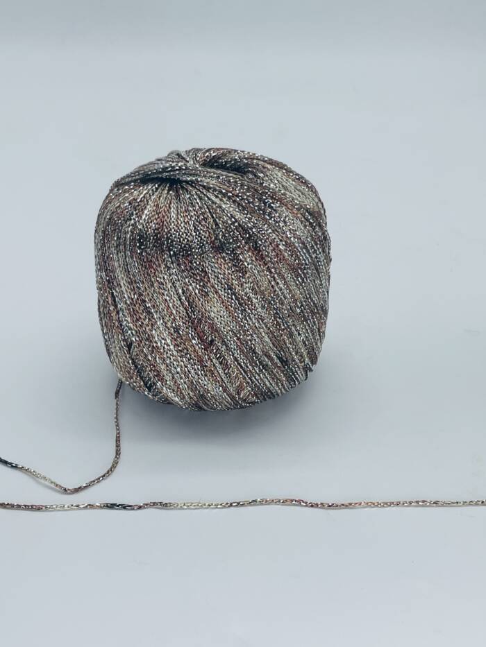 Sparkling Yarn - DELUXE Beige Braun mit Glitzersilber – Bild 4