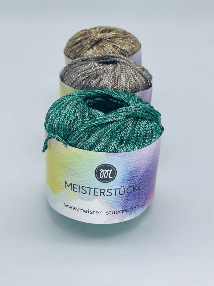 Sparkling Yarn - DELUXE Mintfarben mit Glitzergrün – Bild 3