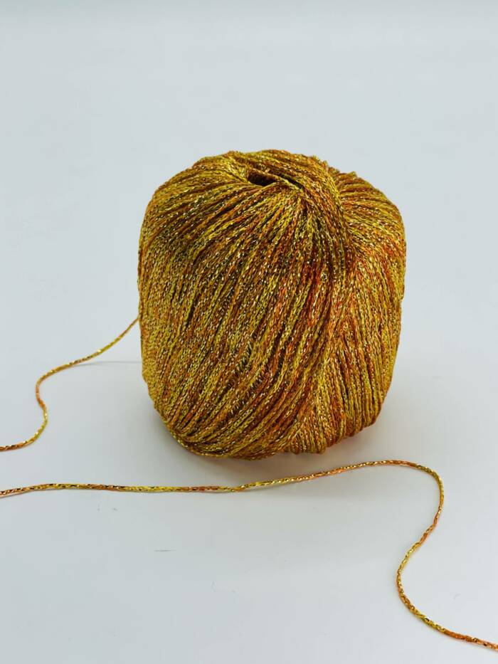 Sparkling Yarn - DELUXE Orange mit Glitzergold – Bild 3