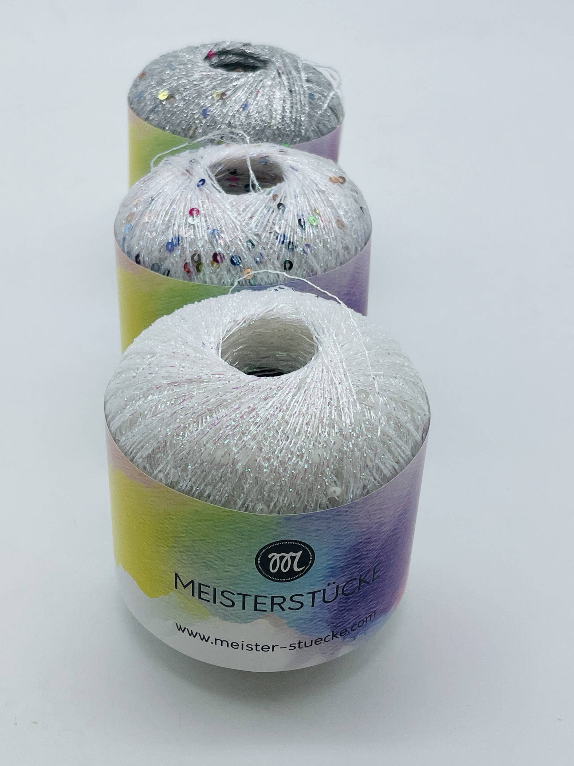 Paillettengarn WEISS-MULTICOLOR – Bild 3