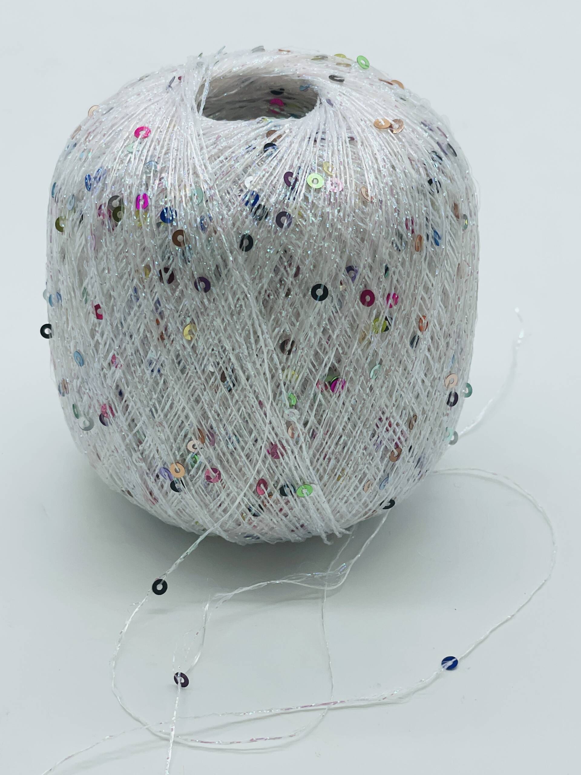 Paillettengarn WEISS-MULTICOLOR – Bild 2