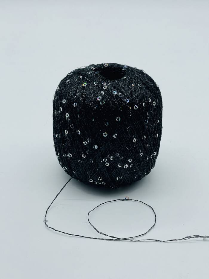Paillettengarn SCHWARZ-SILBER – Bild 2