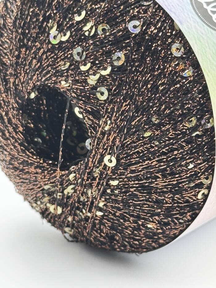 Paillettengarn DUNKELBRAUN-GOLD – Bild 3